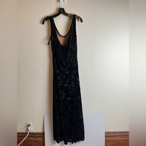 Tadashi Shoji Black Velvet Floral Maxi Dress